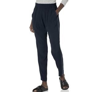 Rebecca Taylor Quiet Luxury Silk Pull-On Crepe Pant 4 Black Stretch Minimalist